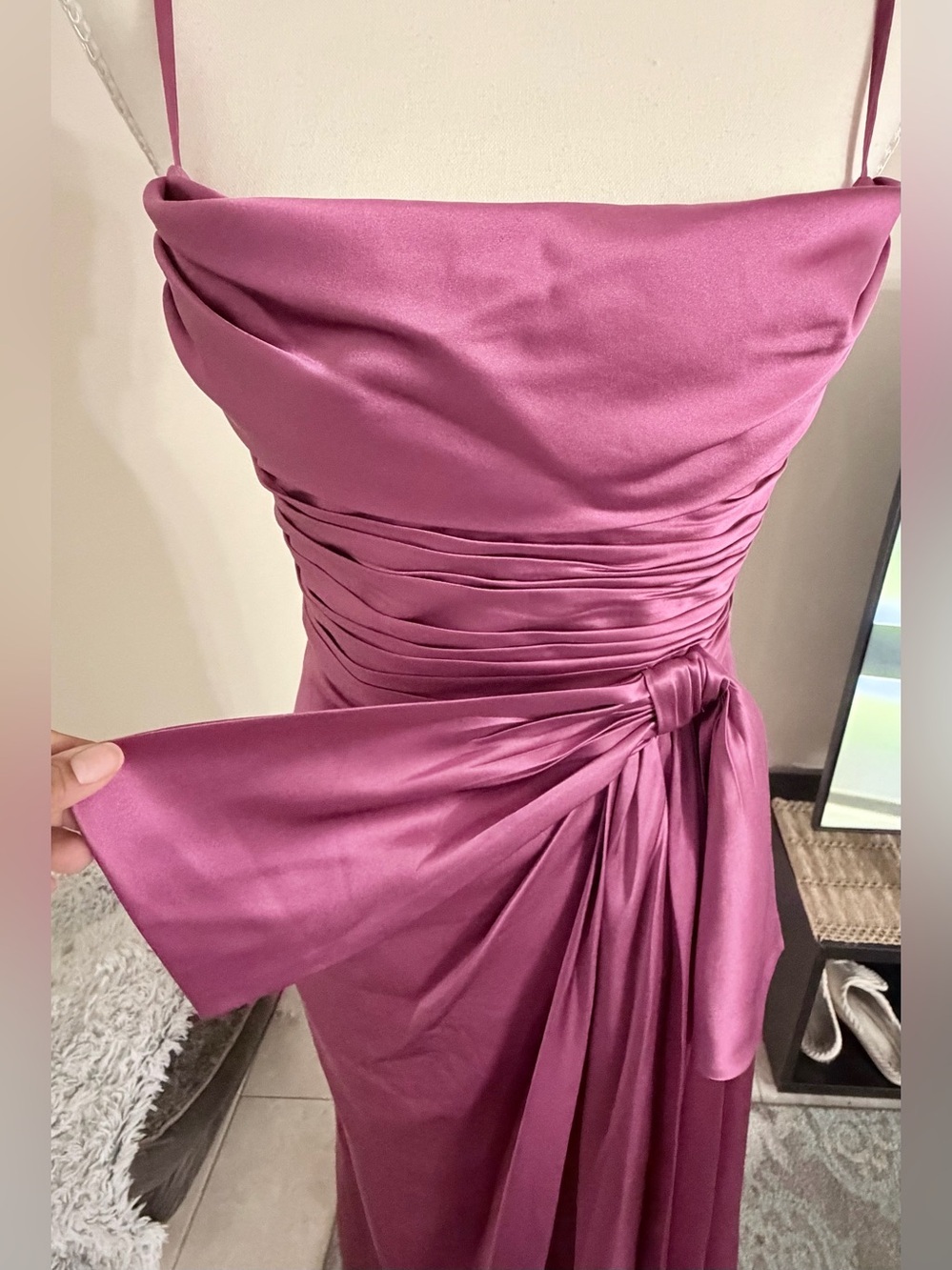 NWT Cinq à Sept Shallot Ruched Satin Gown Dress Size 0 and 4 - Picture 7 of 11
